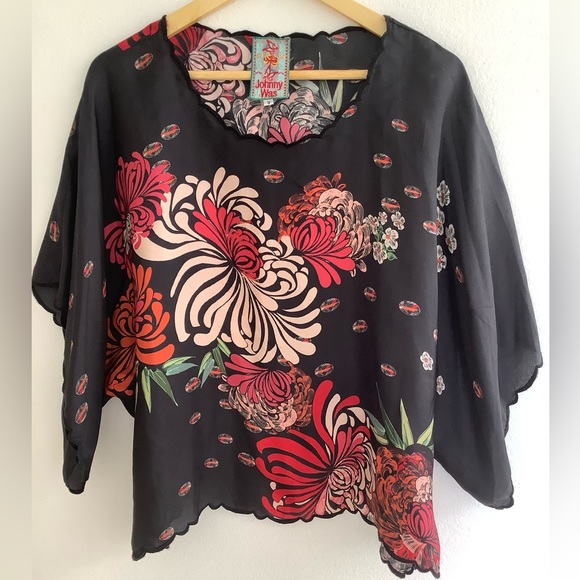 Johnny Was Silk Floral Blouse